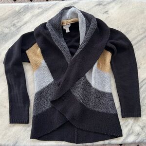 Charter Club Petite Small PS Open Cardigan Sweater Shrug Gold Silver Sparkles